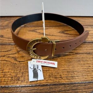 True Religion NWT reversible brown/black belt w/ Gold Buckle size M/L, Unisex